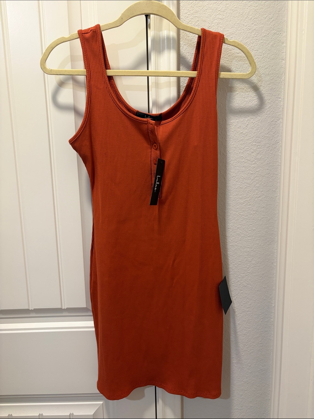 Lulu's Rust Orange Ribbed Tank Mini Dress